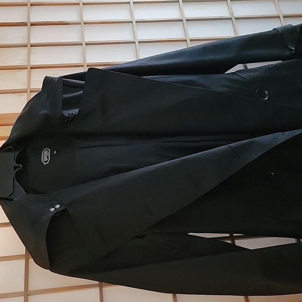 BGSD long black waterproof belted trench coat with detachable hood XS raincoat